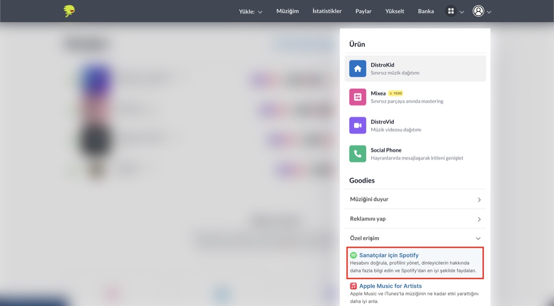 DistroKid ile Spotify for Artists (Sanatçı) Profilinize Erişmek ve Profilinizi Düzenlemek